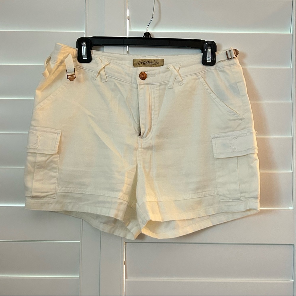 Stitches White Denim Cargo Shorts Size Small